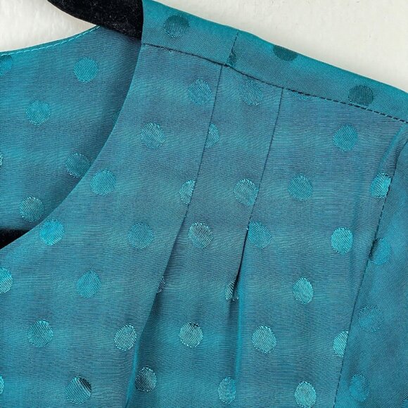 NEW Emily And Fin Size Small Teal Button Up Blouse Shirt Top Short Sleeve - Picture 6 of 8